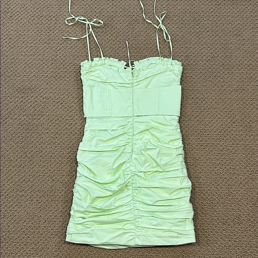 Oh Polly Sunshine Retreat Strappy Corset Mini Dress size 2 Lime Green Bodycon - Picture 3 of 16